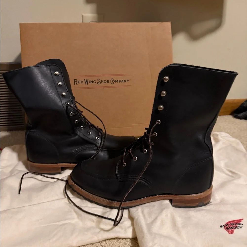 Red Wing Shoes Black Leather Lace-Up Boots Gracie Tall boots Black Boundry Leath - Picture 2 of 4